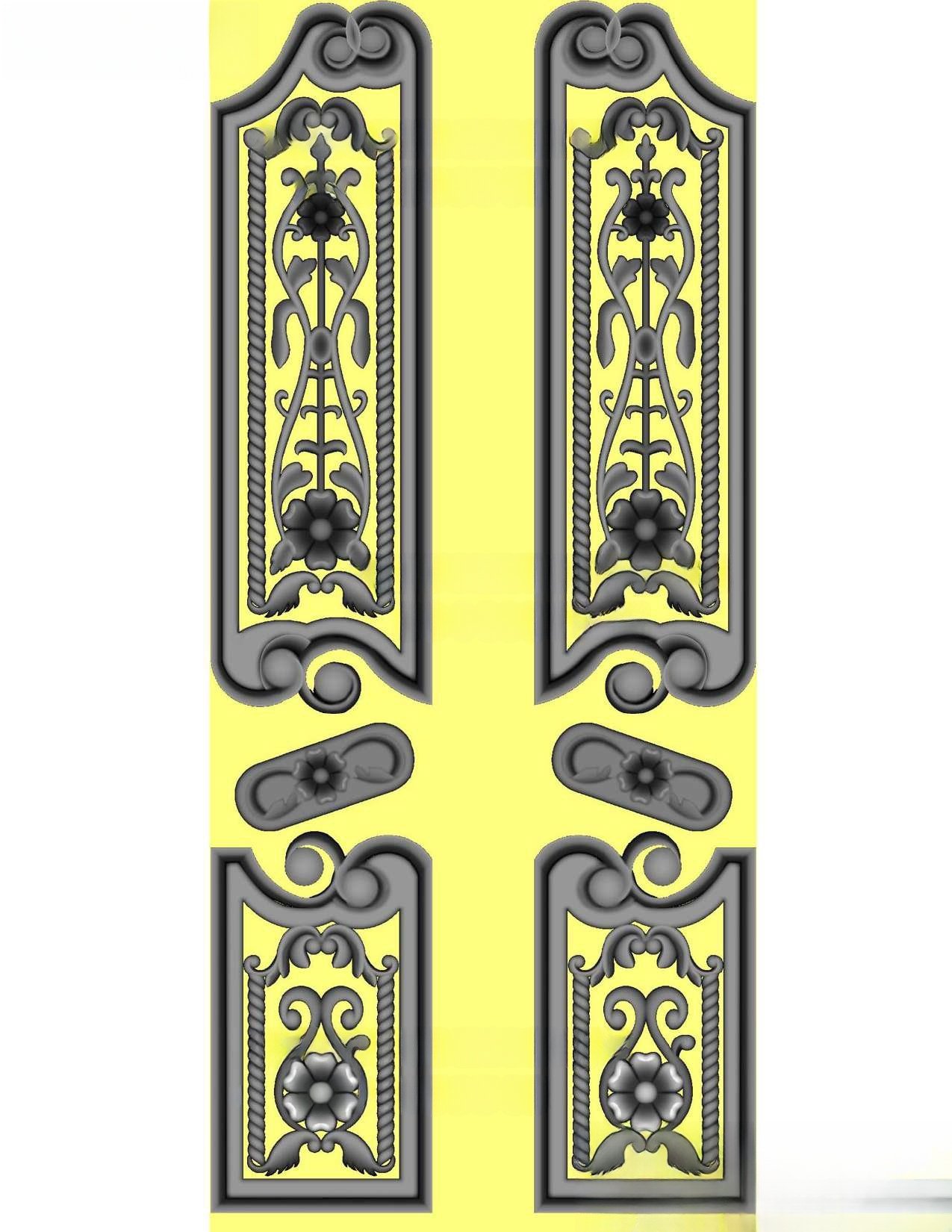 MD - MIX-94 Traditional Floral Motif Double Door 3D Relief Model